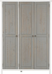 VERMONT 3 DOOR WARDROBE - WHITE/GREY