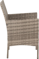 WILLOW 3 PIECE GARDEN SET - GREY RATTAN/GREY FABRIC/BLACK GLASS