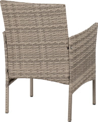 WILLOW 3 PIECE GARDEN SET - GREY RATTAN/GREY FABRIC/BLACK GLASS