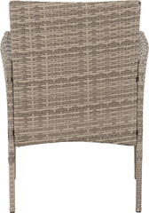 WILLOW 3 PIECE GARDEN SET - GREY RATTAN/GREY FABRIC/BLACK GLASS