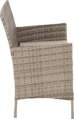 WILLOW 4 PIECE GARDEN SET - GREY RATTAN/GREY FABRIC/CLEAR GLASS