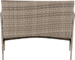 WILLOW 4 PIECE GARDEN SET - GREY RATTAN/GREY FABRIC/CLEAR GLASS