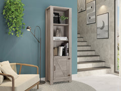 ZURICH 1 DOOR BOOKCASE - GREY WOOD GRAIN
