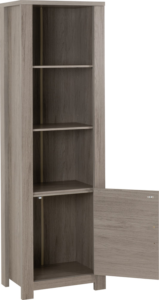 ZURICH 1 DOOR BOOKCASE - GREY WOOD GRAIN