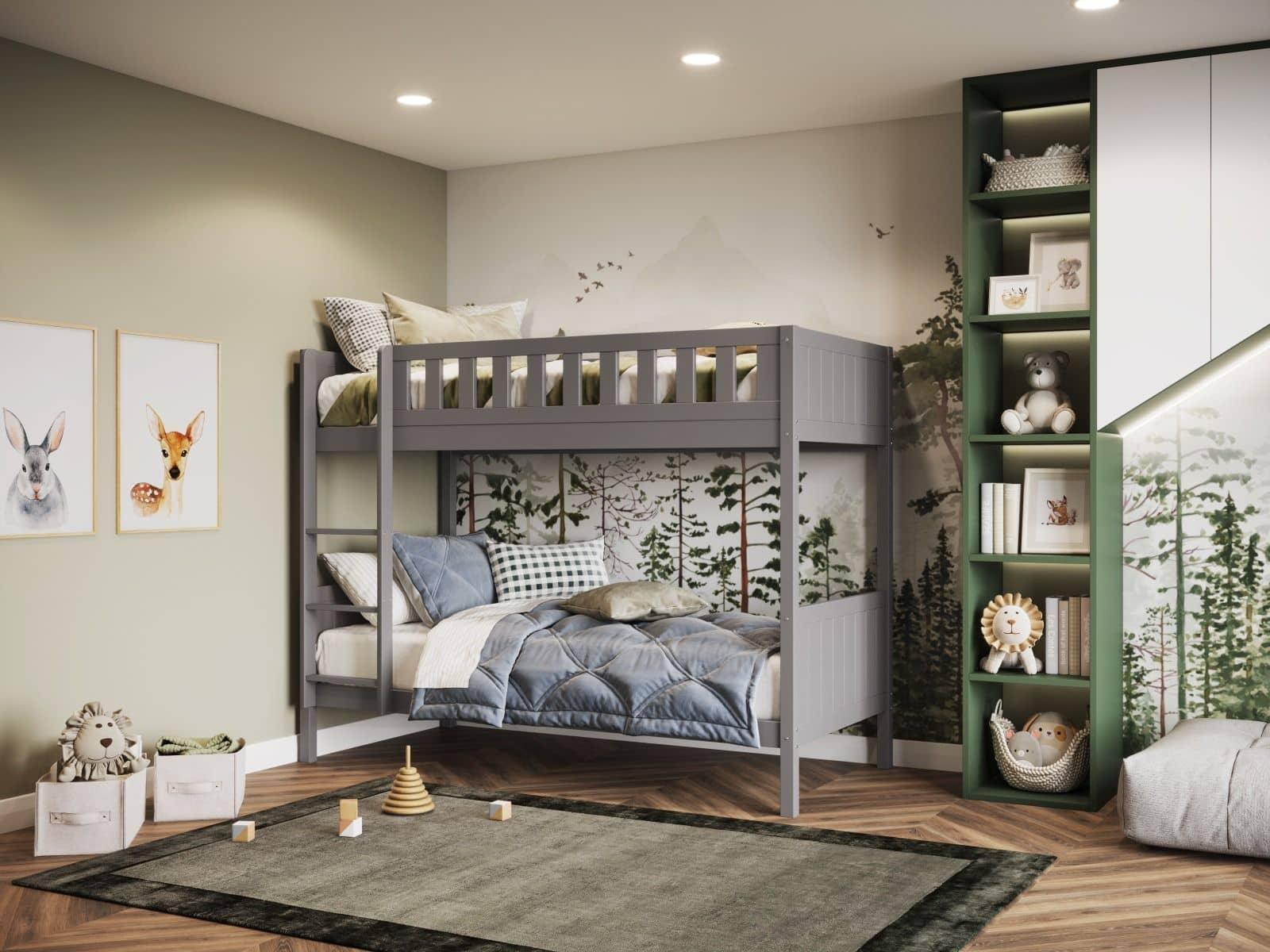 Flair Bea Grey Wooden Bunk Bed plain