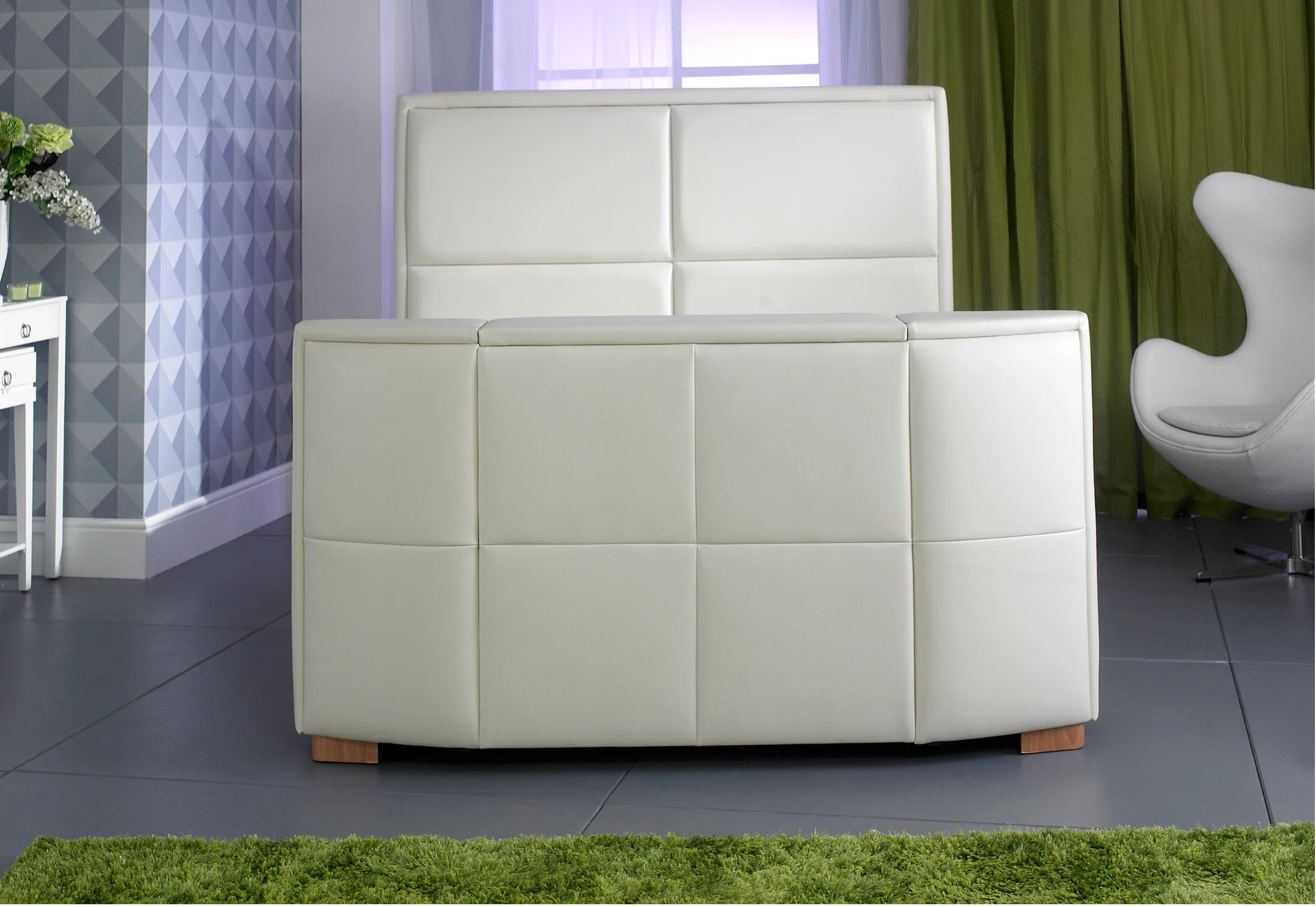 white double tv bed