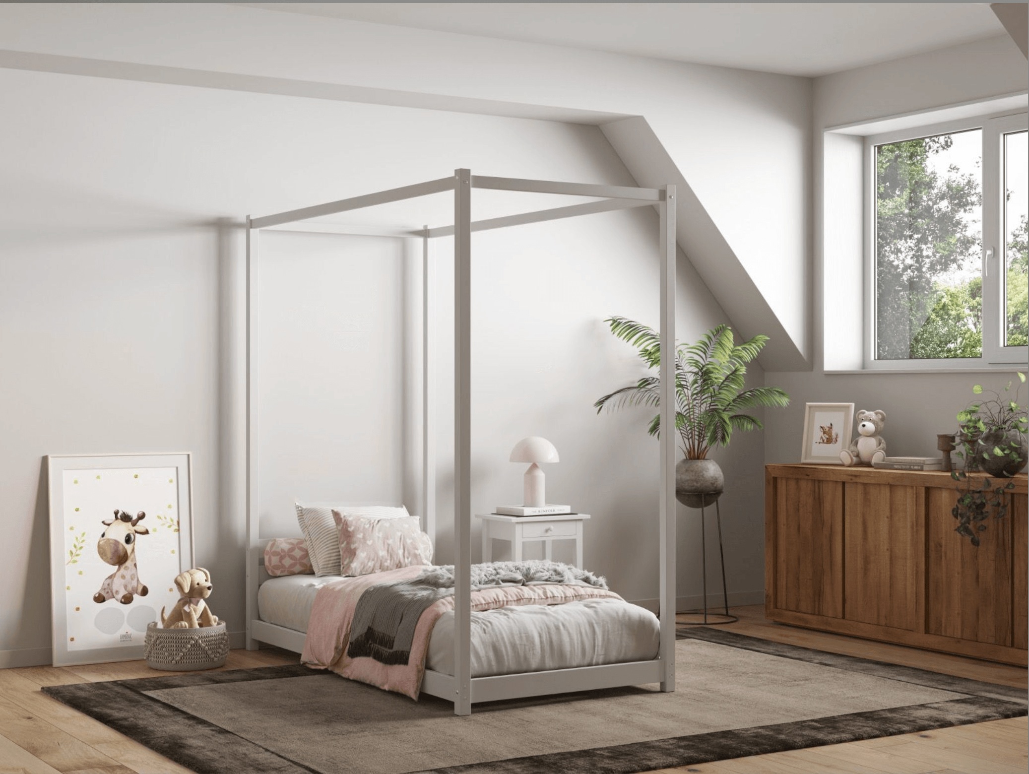 4 poster bed princess white