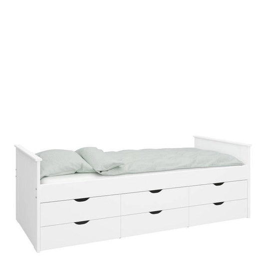 Alba Single Bed 6 Storage Drawers in White 2