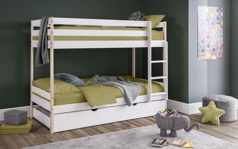 Nova Solid Pine White Wooden Bunk Bed
