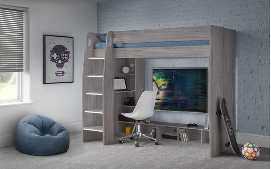Grey Oak High Sleeper Bunk Bed