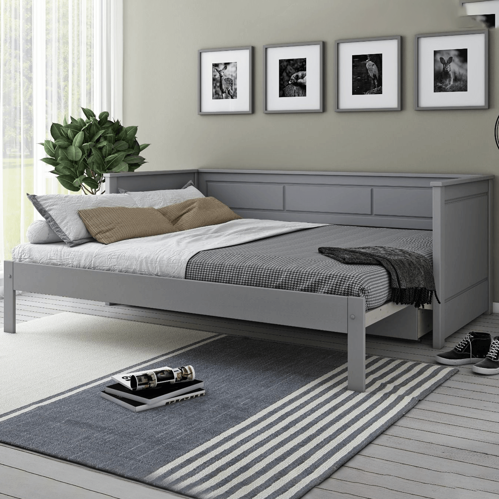 Erika Luxury Guest Bed Grey Solid Wood with Mattress Bundle - Complete Comfort Beds