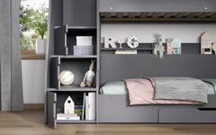 Flair Slick Staircase Grey Triple Bunk Bed With Stairs