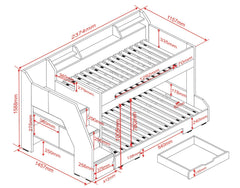 Flair Slick Staircase Grey Triple Bunk Bed With Stairs