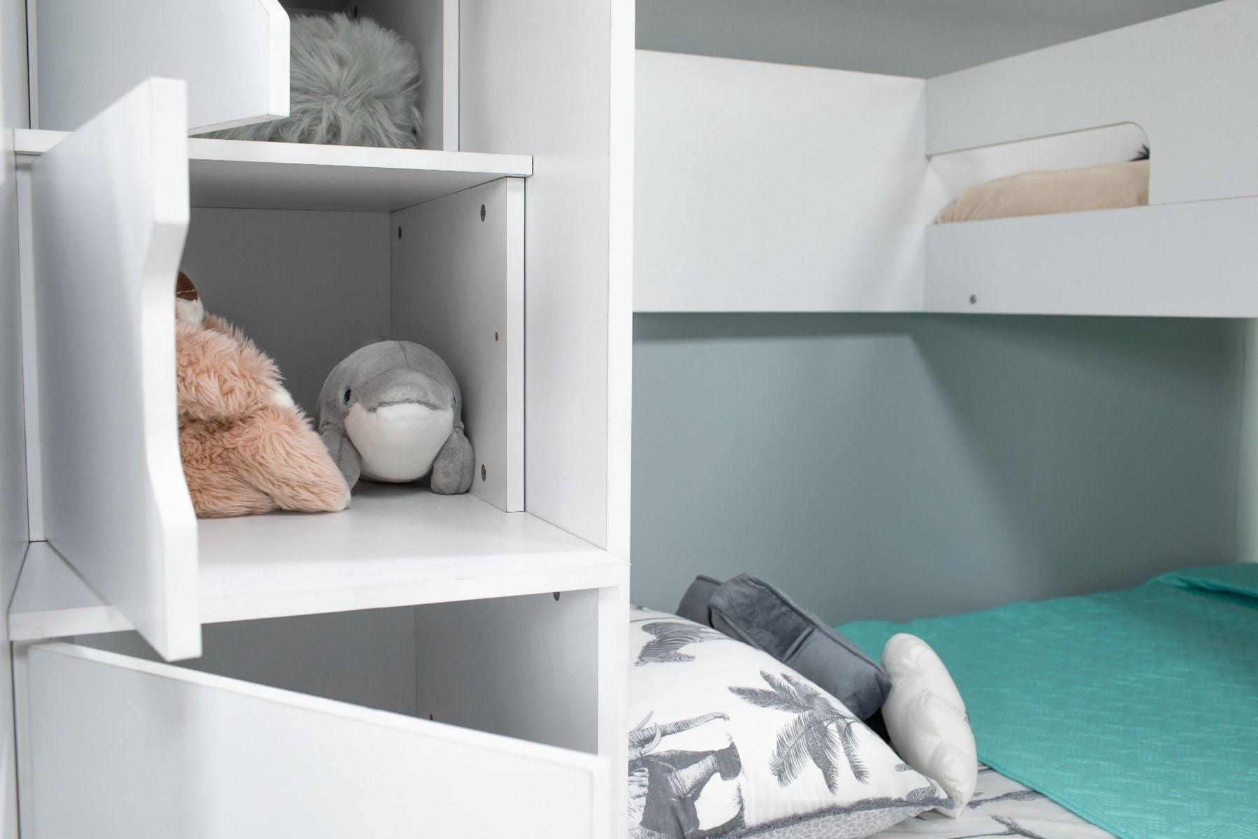 Flair Oscar Staircase Triple Bunk Bed White With Storage - Complete Comfort Beds