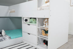 Flair Oscar Staircase Triple Bunk Bed White With Storage - Complete Comfort Beds