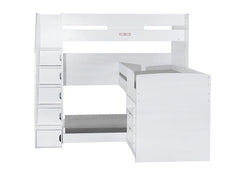 Flair Oscar Staircase Triple Bunk Bed White With Storage - Complete Comfort Beds