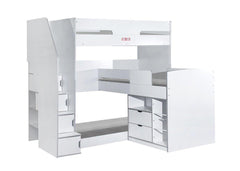 Flair Oscar Staircase Triple Bunk Bed White With Storage - Complete Comfort Beds