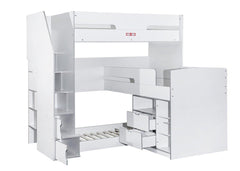 Flair Oscar Staircase Triple Bunk Bed White With Storage - Complete Comfort Beds