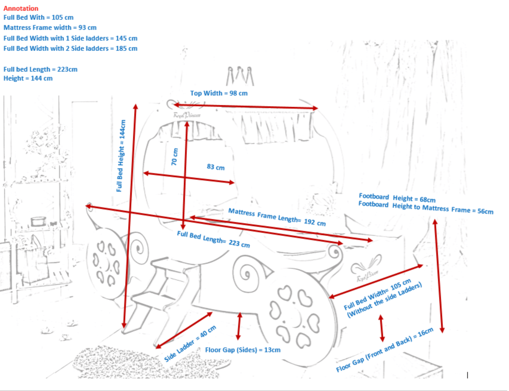 Princess Carriage Bed Size