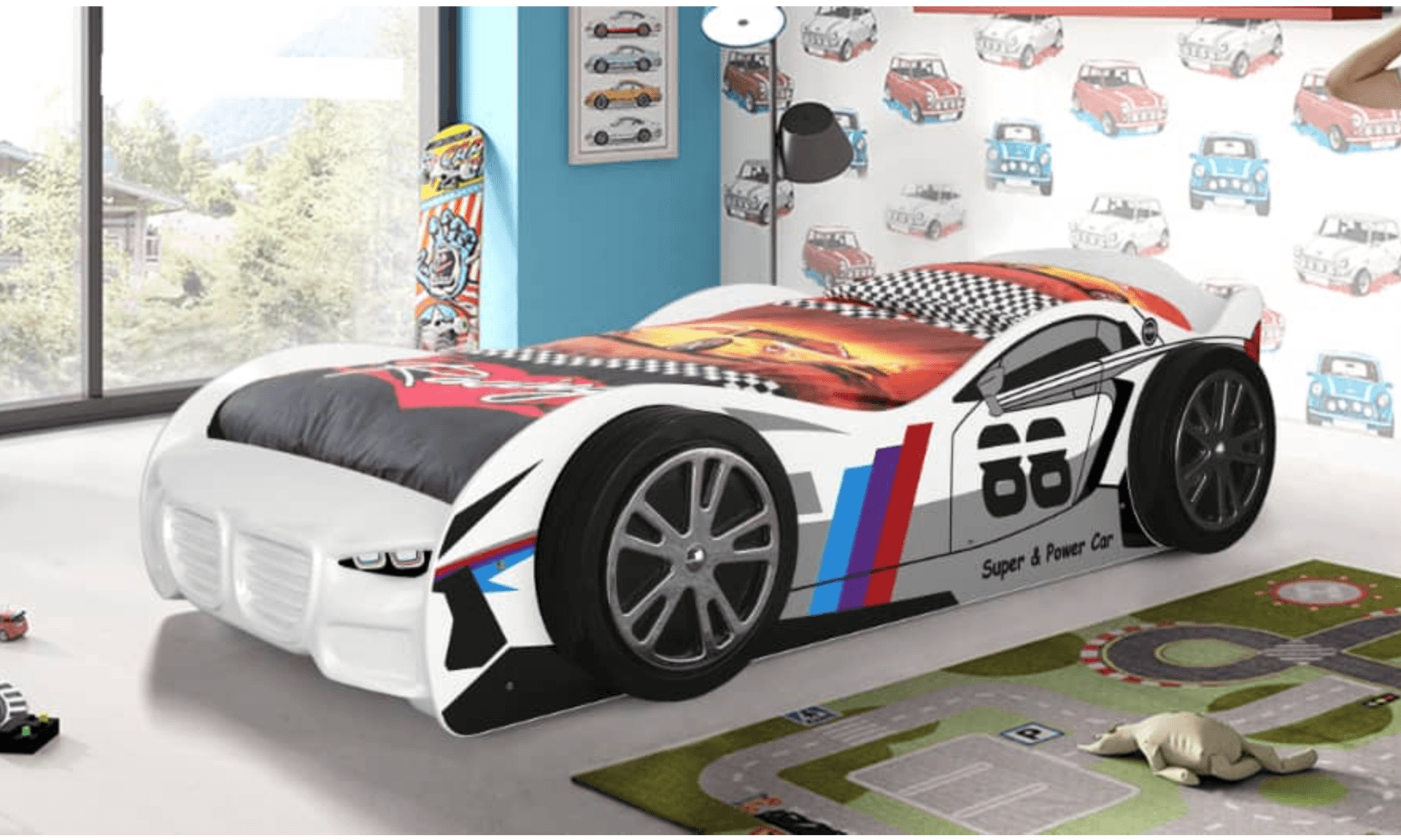 Turbo Kids White Single Car Bed Frame