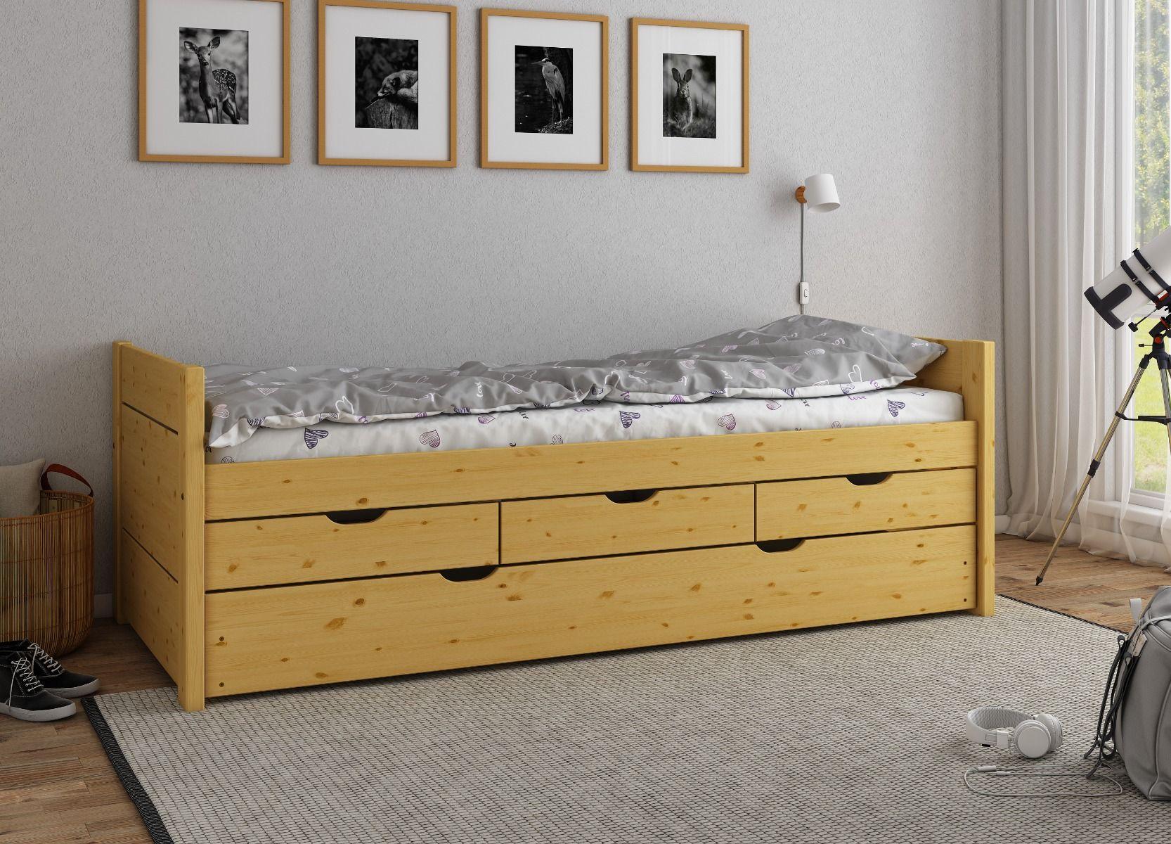 Tomas Captain Honey Wooden Bed Storage