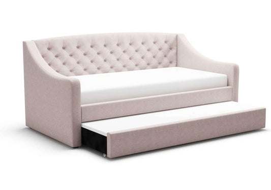 Aurora Studded Mink Pink Single Daybed Frame Trundle