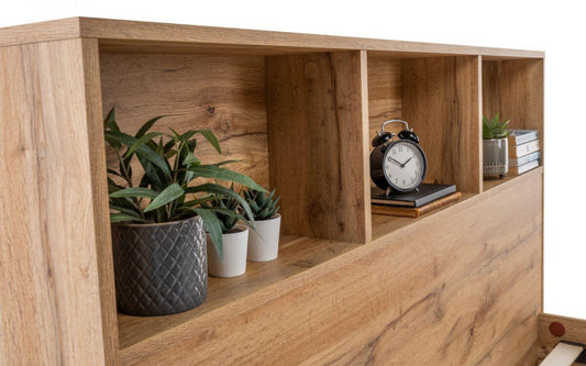 Bali Bookcase Headboard Double Bed Frame Top