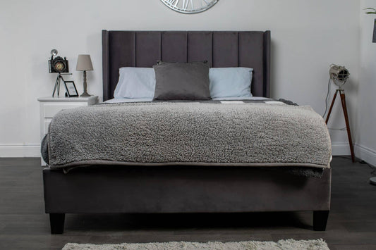 Dark Grey Velvet Varee Double Bed Frame
