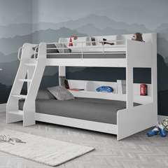 domino white wood three sleeper bunk