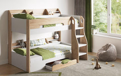 Flick Bunk Bed in Oak with Shelves Storage Room
