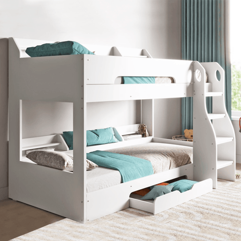 Flick Bunk Bed White with Shelves Storage