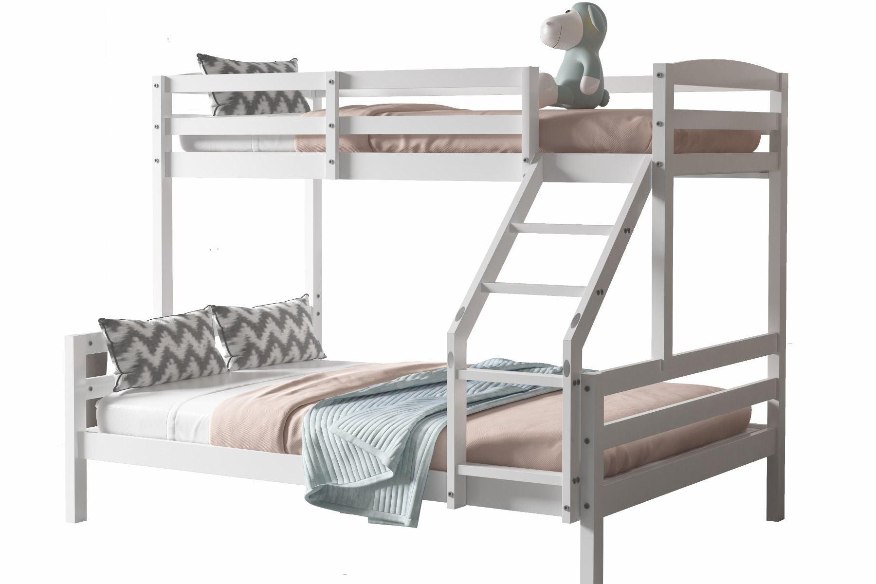 Hopin Triple Bunk Bed Frame in White Frame