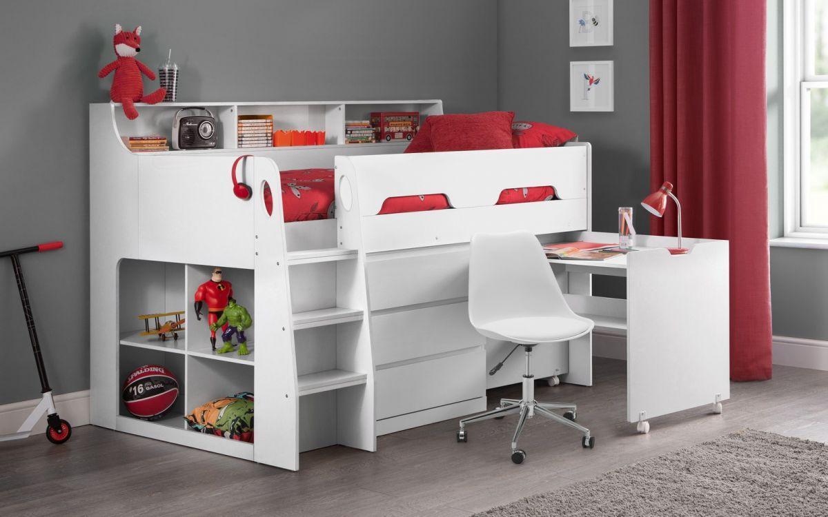 Jupiter White Midsleeper Bunk Bed Frame 6