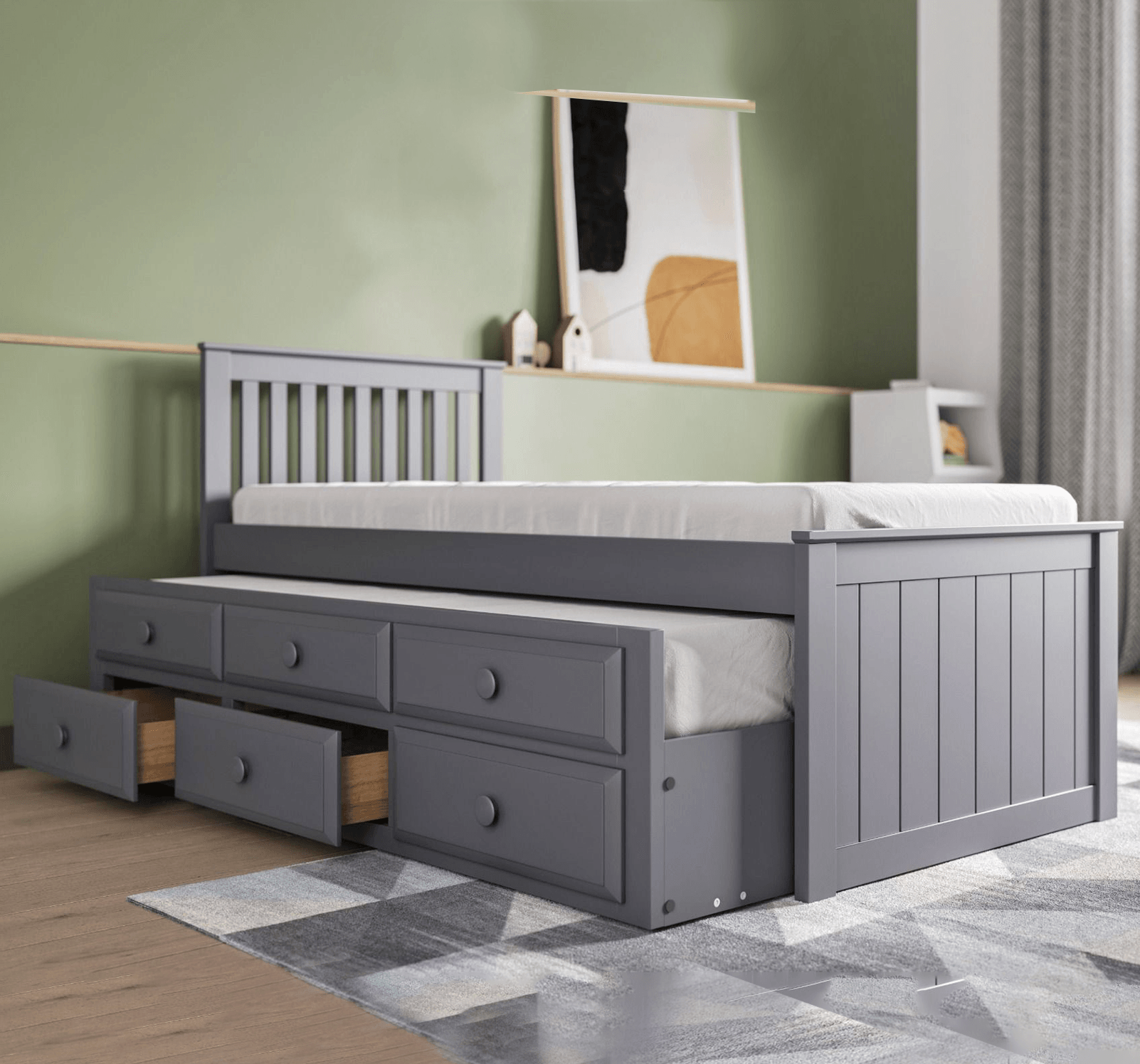 Montana Captain’s Single Guest Bed Grey Underbed