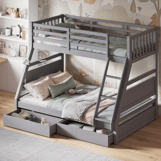 Ollie Triple Wood Bunk Bed Frame Storage 2