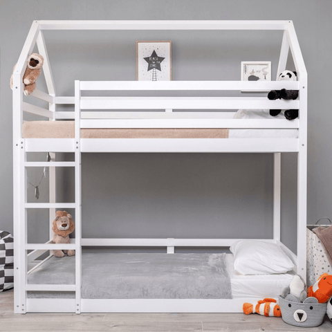 Flair Play House Bunk Bed Frame White Pine Wood Front