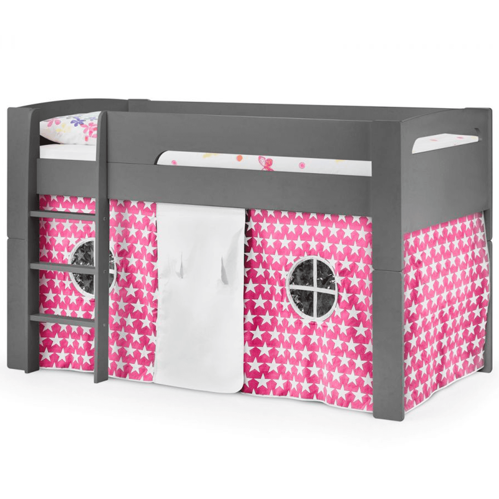 Pluto Midsleeper Bunk Bed Grey Pink