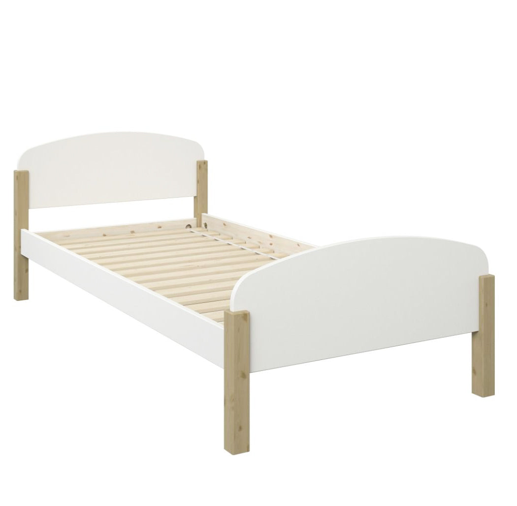 Seto Single Bed White Wood Pine