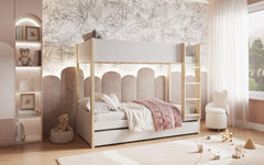Noomi Tipo Single Pine Bunk Bed Frame with Trundle in White - Complete Comfort Beds