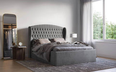 Adelina Winged Velvet Grey Double Bed Frame 3