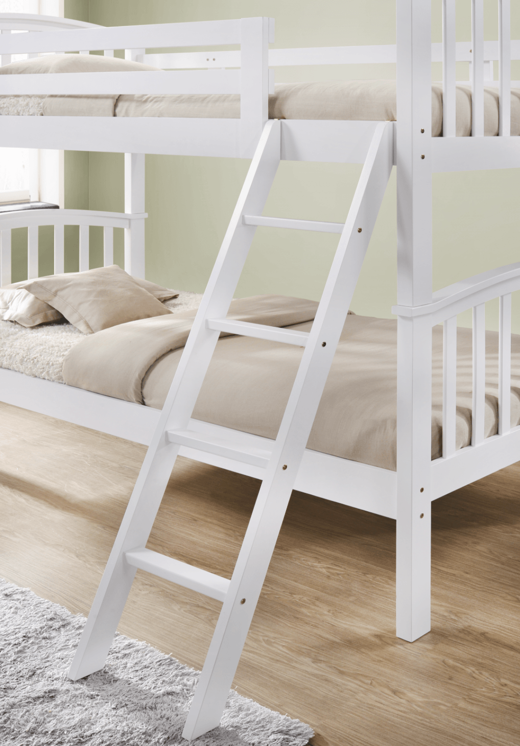 curved wooden bunk bed