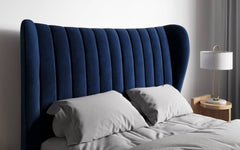 Nordin Midnight Blue Double Bed Frame Headboard