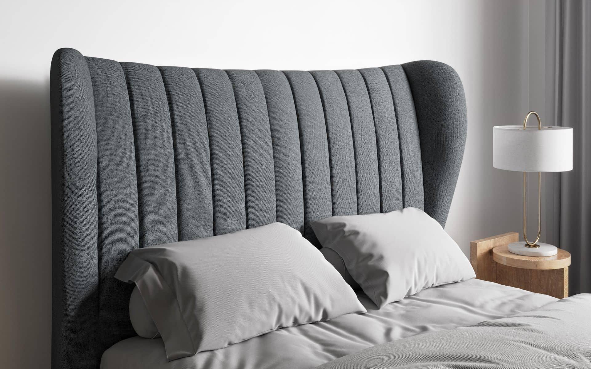 Nordin Platinum Grey Double Bed Frame Headboard
