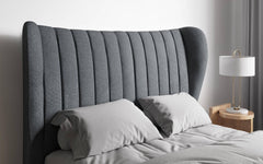 Nordin Platinum Grey Double Bed Frame Headboard