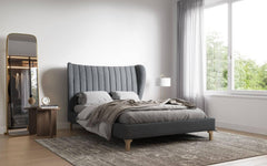 Nordin Platinum Grey Double Bed Frame Front
