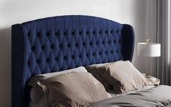 Adelina Winged Velvet Navy Blue Bed Frame Double 4